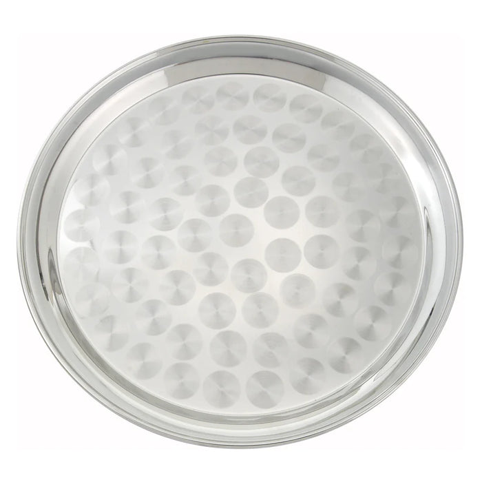 PLATEAU DE SERVICE ROND 14" S/S MOTIF TOURBILLON WINCO