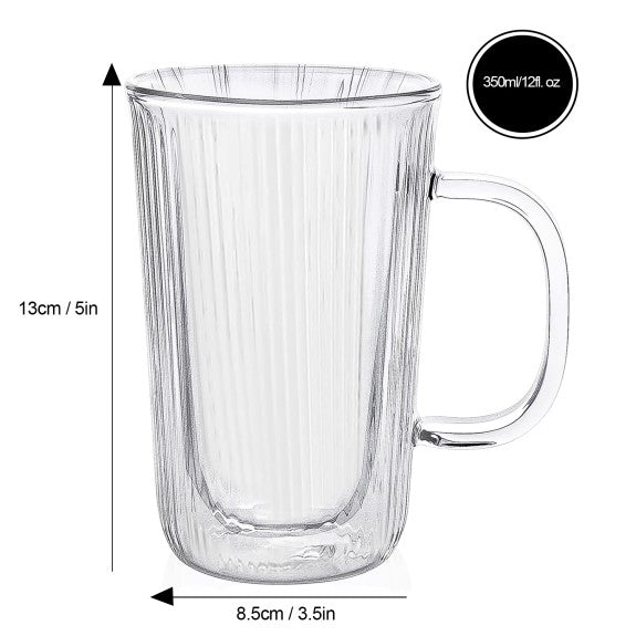 ENS. (2) TASSES DOUBLE PAROI 350ML. RIBBED ICM