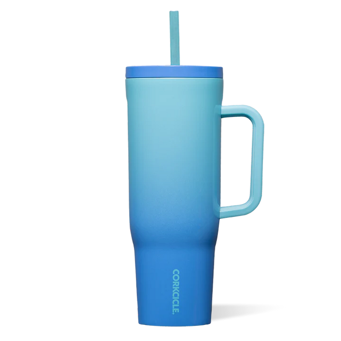 BOUTEILLE D'EAU AVEC PAILLE 40 OZ. BLEUE CORKCICLE