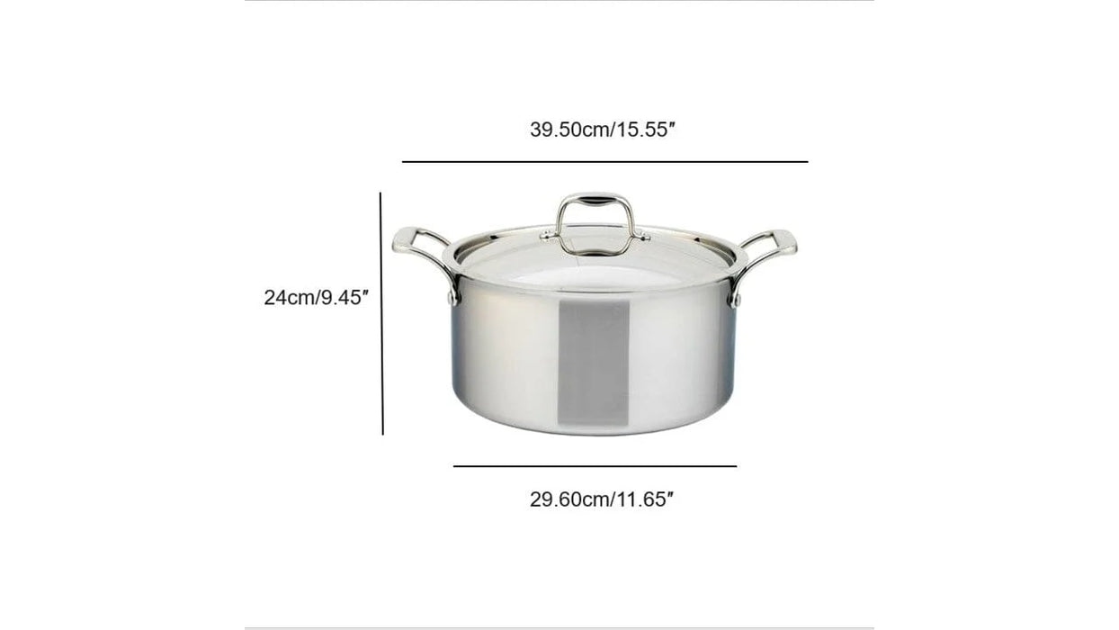 CASSEROLE ACIER INOXYDABLE 3 PLIS, 9 L. & COUVERCLE MEYER