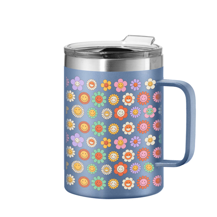 TASSE ISOLÉE 14 OZ. BLEUE MOFIFS FLEURS DANESCO