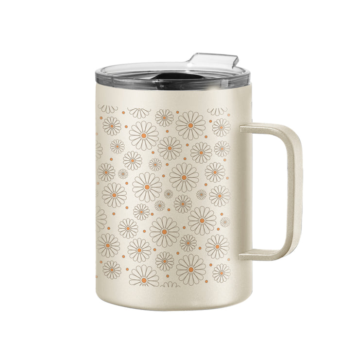 TASSE ISOLÉE 14 OZ. CRÈME MOTIFS MARGUERITES DANESCO