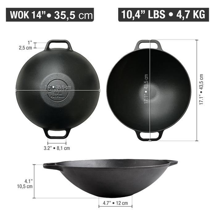 WOK DE 35.5 CM. EN FONTE DANESCO
