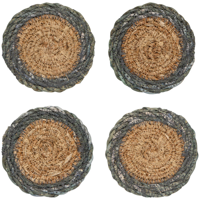 ENS. (4) SOUS-VERRES PAILLE BLEUE DANICA