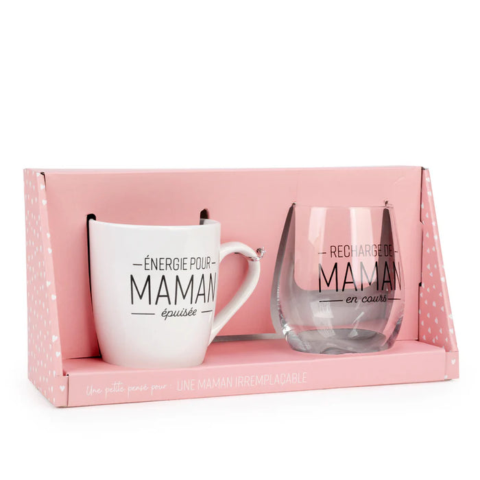 ENS. TASSE & VERRE À VIN "MAMAN" KO&CO