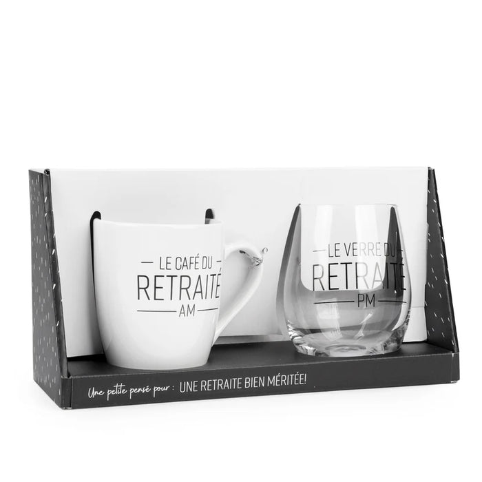 ENS. TASSE & VERRE À VIN "RETRAITÉ" KO&CO