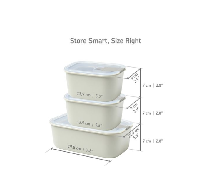 ENS. (3) CONTENANTS RECT. BLANC PORT-STYLE