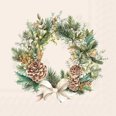 PQT (20) SERVIETTES "COURONNE DE FORÊT CRÈME" CARSIM