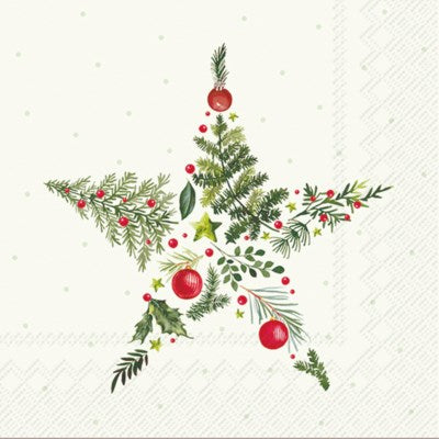 PQT (20) SERVIETTES "BRANCHE DE NOËL ÉTOILE" CARSIM