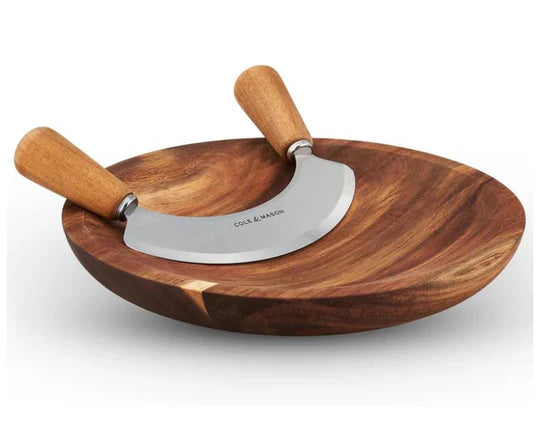 ENS. MEZZALUNA & PLANCHE ACACIA 9.5" SWISSMAR