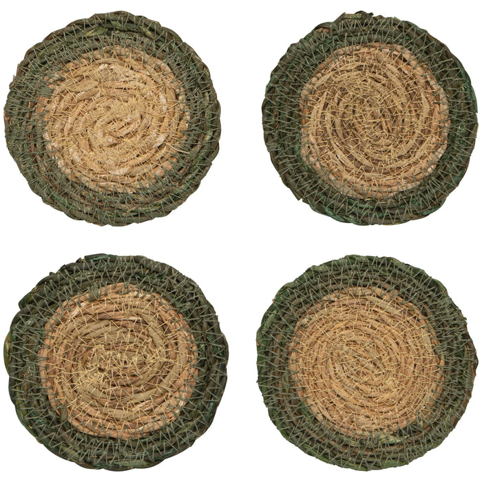 ENS. (4) SOUS-VERRES PAILLE VERTE DANICA