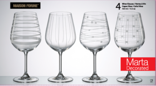 ENSEMBLE (4) VERRES À VIN MARTA 460 ML. KAYALI