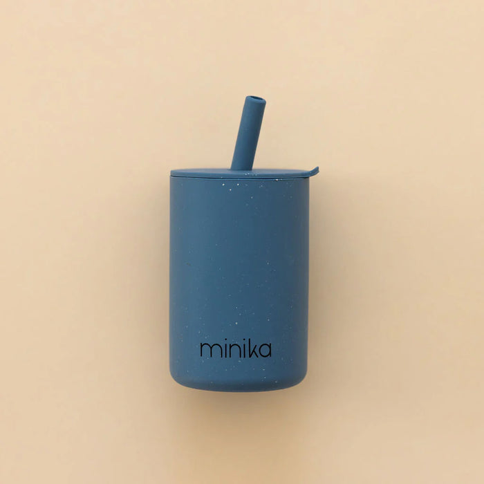 VERRE EN SILICONE AVEC PAILLE INDIGO MINIKA